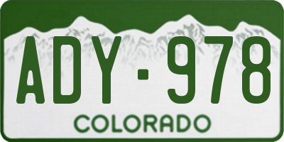 CO license plate ADY978