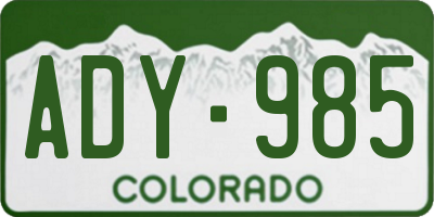 CO license plate ADY985