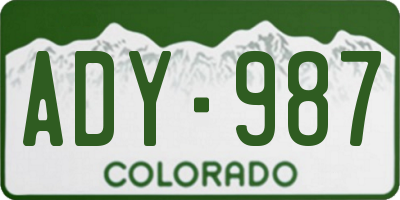 CO license plate ADY987