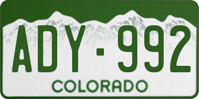 CO license plate ADY992