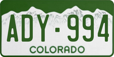 CO license plate ADY994