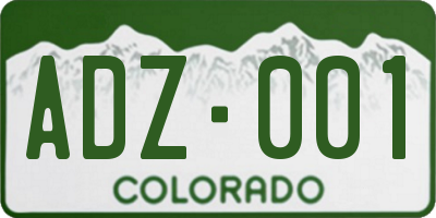CO license plate ADZ001