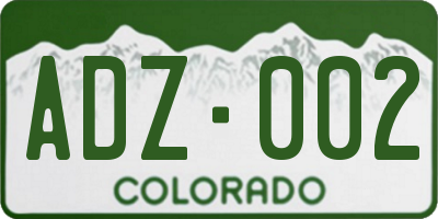CO license plate ADZ002