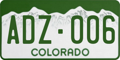 CO license plate ADZ006
