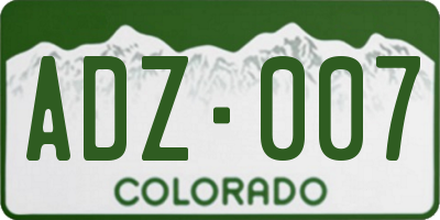 CO license plate ADZ007
