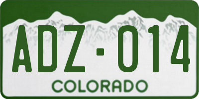 CO license plate ADZ014