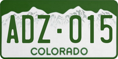 CO license plate ADZ015