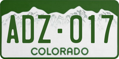 CO license plate ADZ017