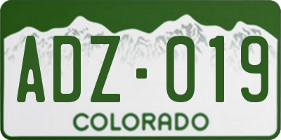 CO license plate ADZ019