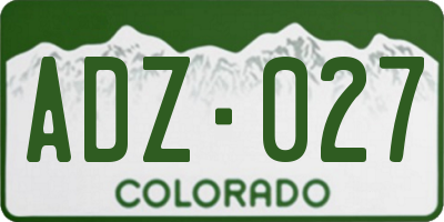 CO license plate ADZ027