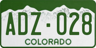 CO license plate ADZ028