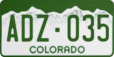 CO license plate ADZ035