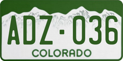 CO license plate ADZ036
