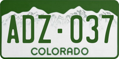 CO license plate ADZ037