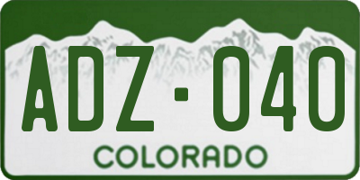 CO license plate ADZ040