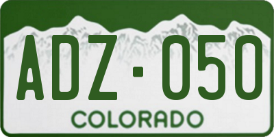 CO license plate ADZ050