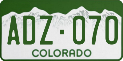 CO license plate ADZ070