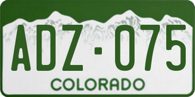 CO license plate ADZ075