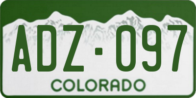 CO license plate ADZ097