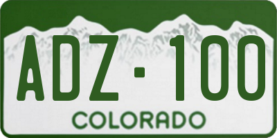 CO license plate ADZ100