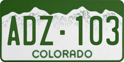 CO license plate ADZ103