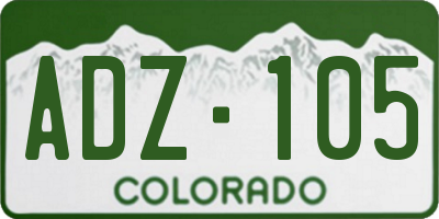 CO license plate ADZ105