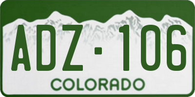CO license plate ADZ106
