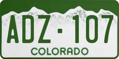 CO license plate ADZ107