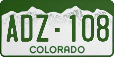 CO license plate ADZ108