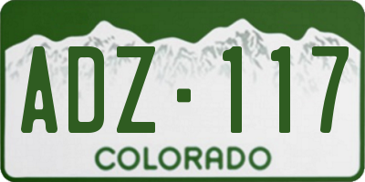 CO license plate ADZ117