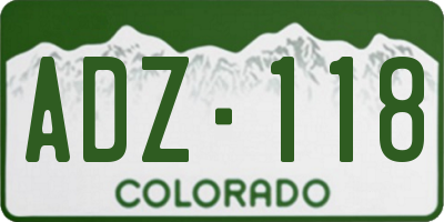 CO license plate ADZ118