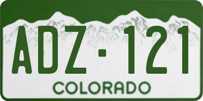 CO license plate ADZ121
