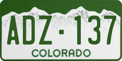 CO license plate ADZ137