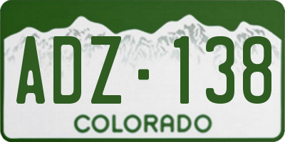 CO license plate ADZ138