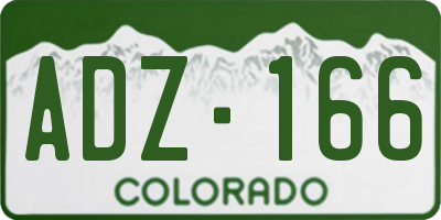 CO license plate ADZ166