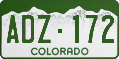 CO license plate ADZ172