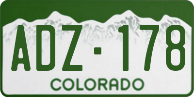 CO license plate ADZ178