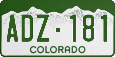 CO license plate ADZ181