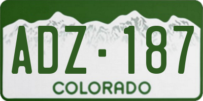 CO license plate ADZ187