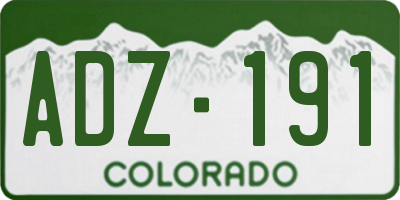 CO license plate ADZ191