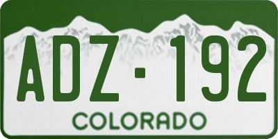 CO license plate ADZ192