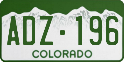 CO license plate ADZ196