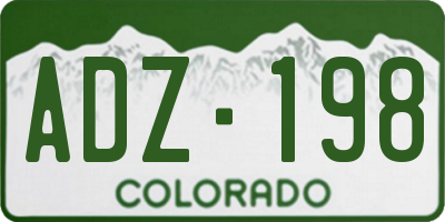CO license plate ADZ198