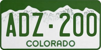 CO license plate ADZ200