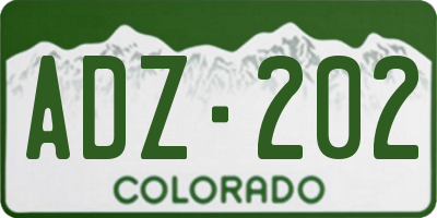 CO license plate ADZ202