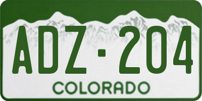 CO license plate ADZ204