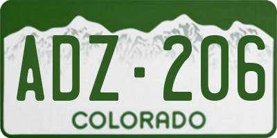 CO license plate ADZ206