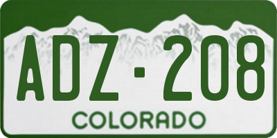 CO license plate ADZ208