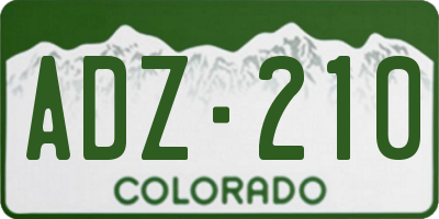 CO license plate ADZ210