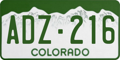 CO license plate ADZ216